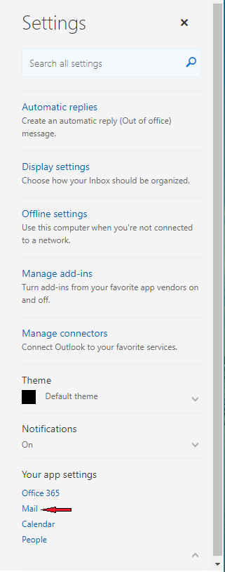 Click Mail app settings